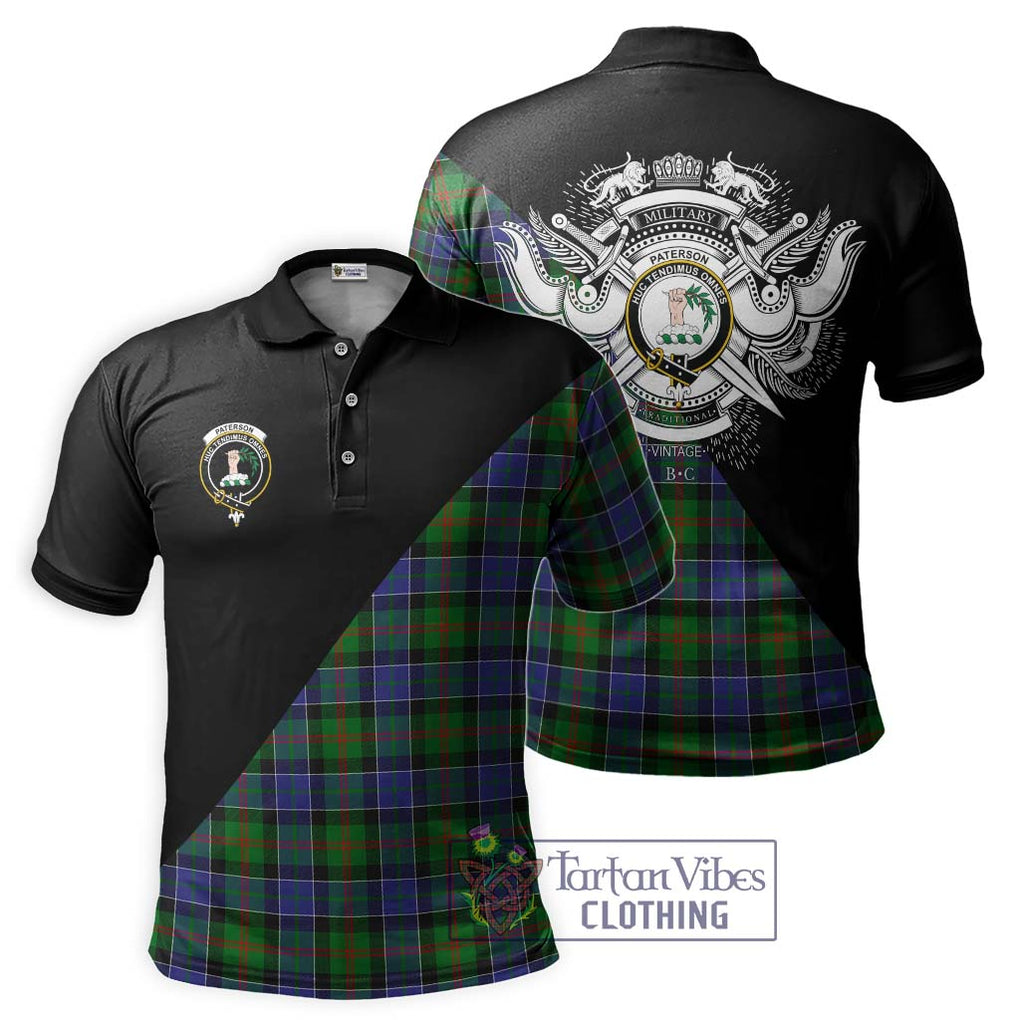 Paterson Tartan Polo Shirt with Family Crest and Military Logo Style Kid - Tartanvibesclothing Shop