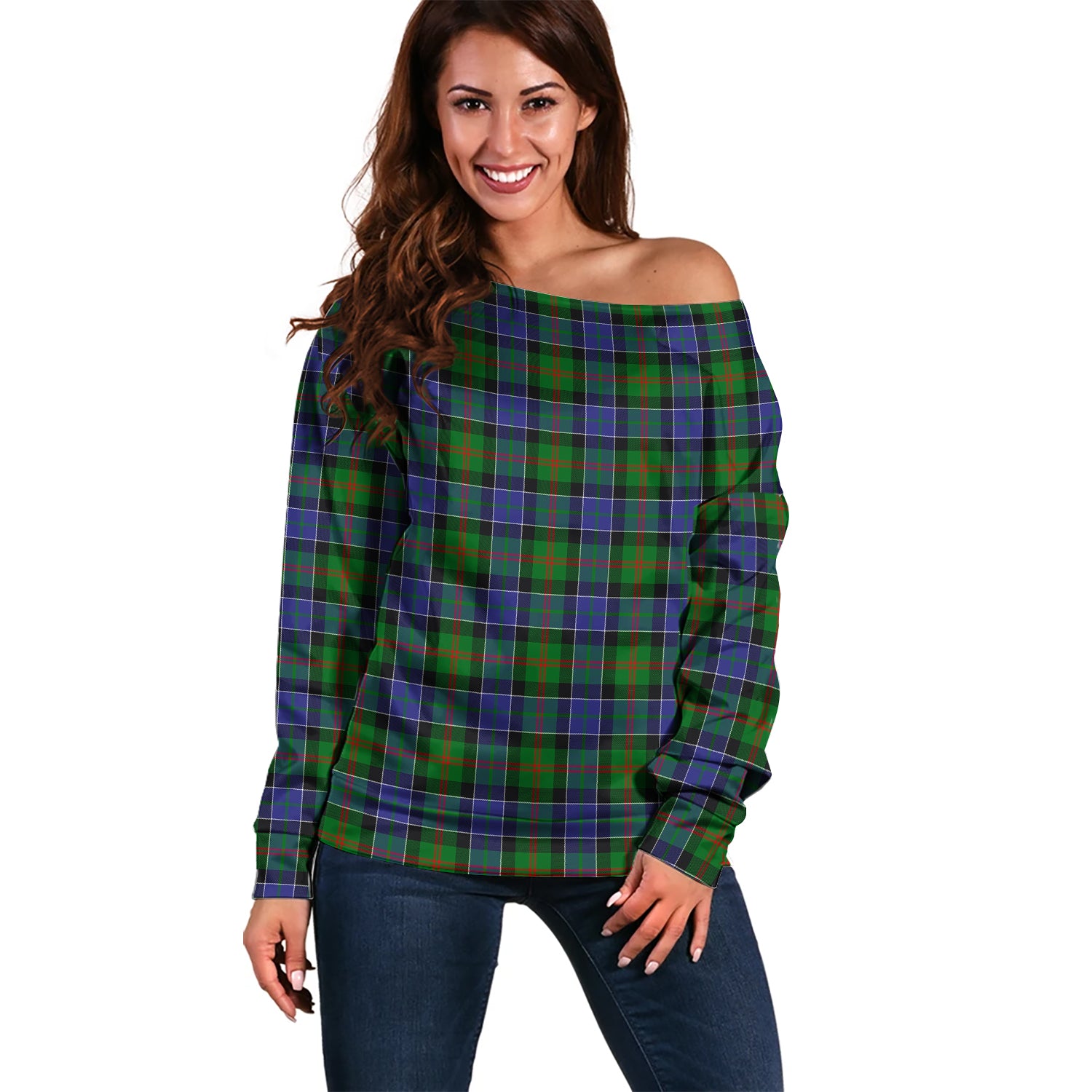 Paterson Tartan Off Shoulder Women Sweater Women - Tartanvibesclothing