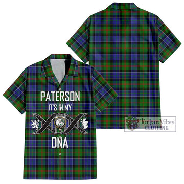 Paterson Tartan Short Sleeve Button Shirt with Family Crest DNA In Me Style