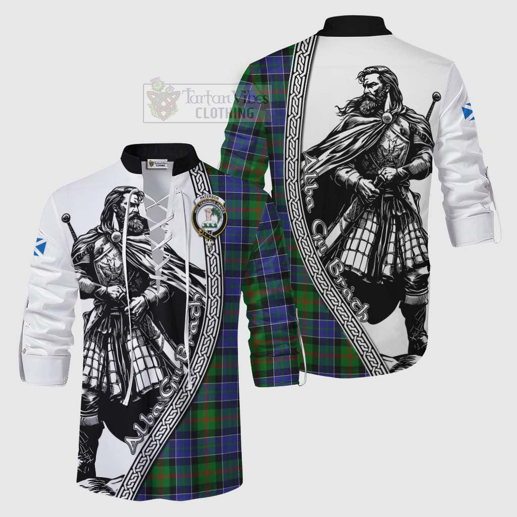 Tartan Vibes Clothing Paterson Tartan Clan Crest Ghillie Kilt Shirt with Highlander Warrior Celtic Style