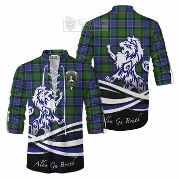 Paterson Tartan Ghillie Kilt Shirt with Alba Gu Brath Regal Lion Emblem