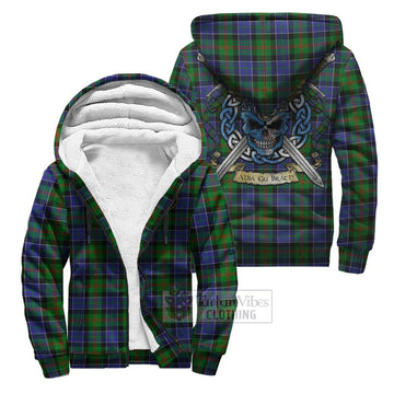 Paterson Tartan Sherpa Hoodie with Family Crest Celtic Skull Style