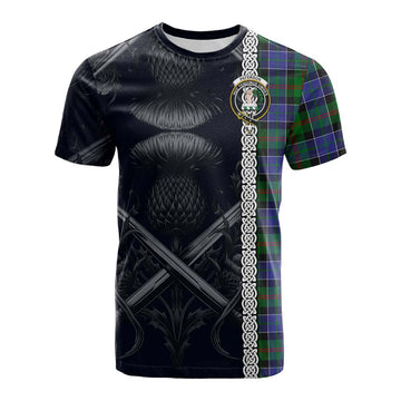 Paterson Tartan Cotton T-shirt with Family Crest Cross Sword Thistle Celtic Vibes