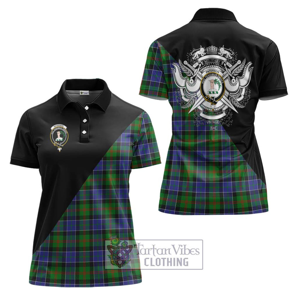 Paterson Tartan Women's Polo Shirt with Family Crest and Military Logo Style Women - Tartanvibesclothing Shop