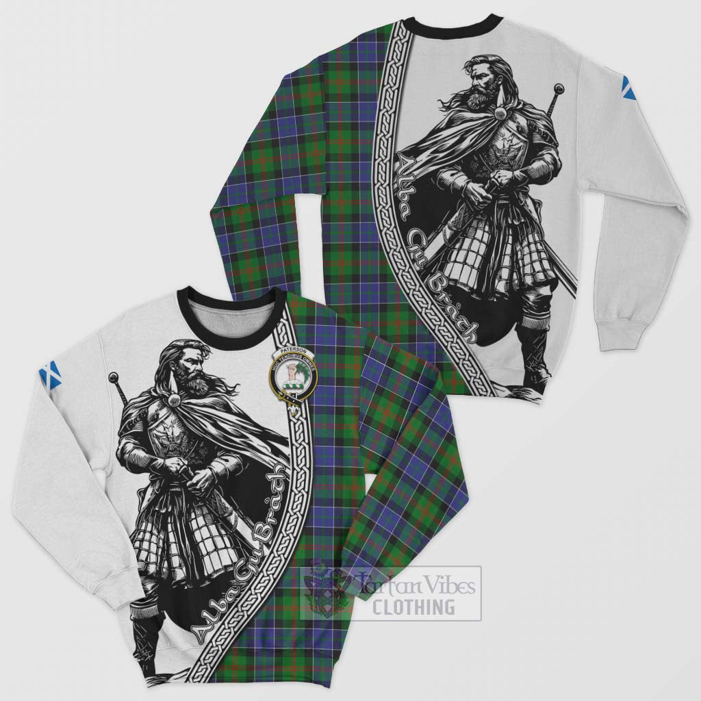 Tartan Vibes Clothing Paterson Tartan Clan Crest Sweatshirt with Highlander Warrior Celtic Style