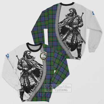 Paterson Tartan Clan Crest Sweatshirt with Highlander Warrior Celtic Style