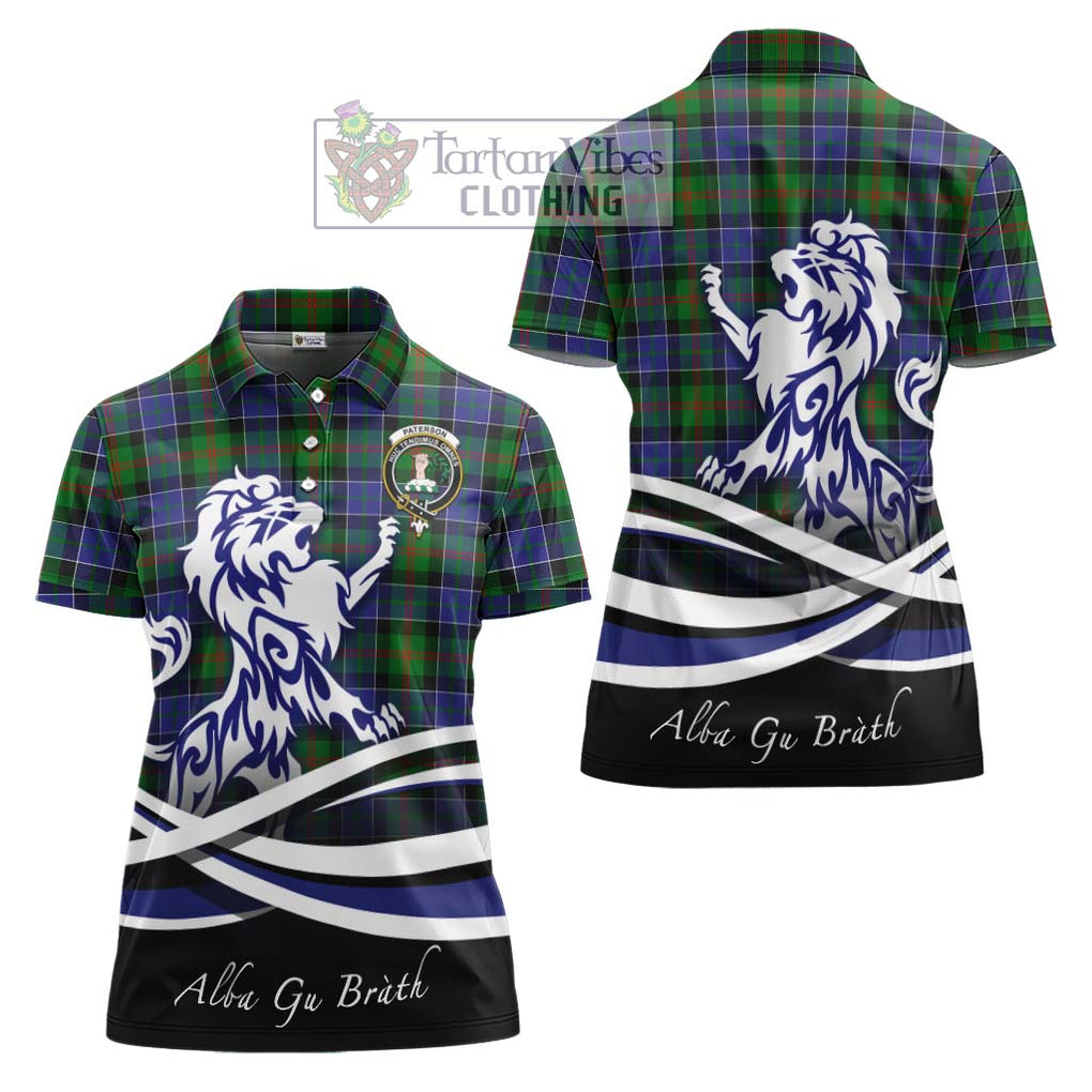 Paterson Tartan Women's Polo Shirt with Alba Gu Brath Regal Lion Emblem Women - Tartanvibesclothing Shop