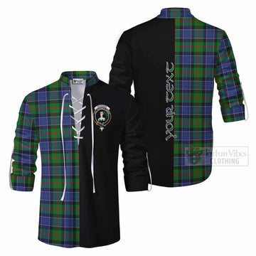 Paterson Tartan Ghillie Kilt Shirt with Family Crest and Half Of Me Style