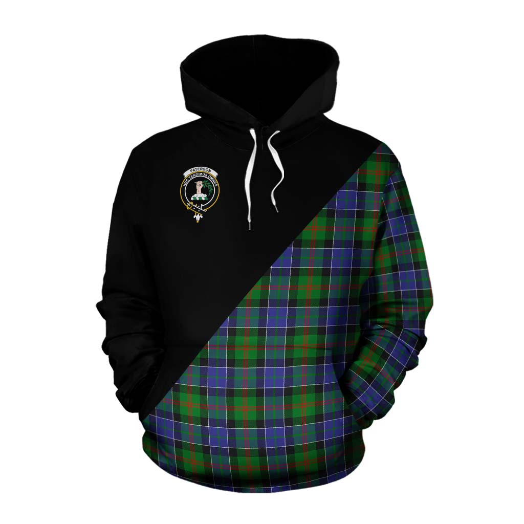 Tartan Vibes Clothing Paterson Tartan Cotton Hoodie with Family Crest and Military Logo Style