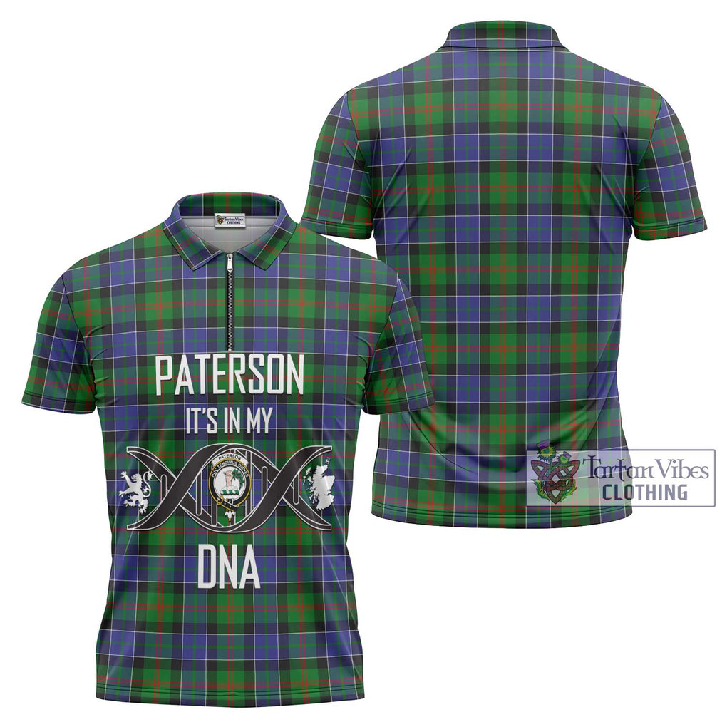 Paterson Tartan Zipper Polo Shirt with Family Crest DNA In Me Style Unisex - Tartanvibesclothing Shop