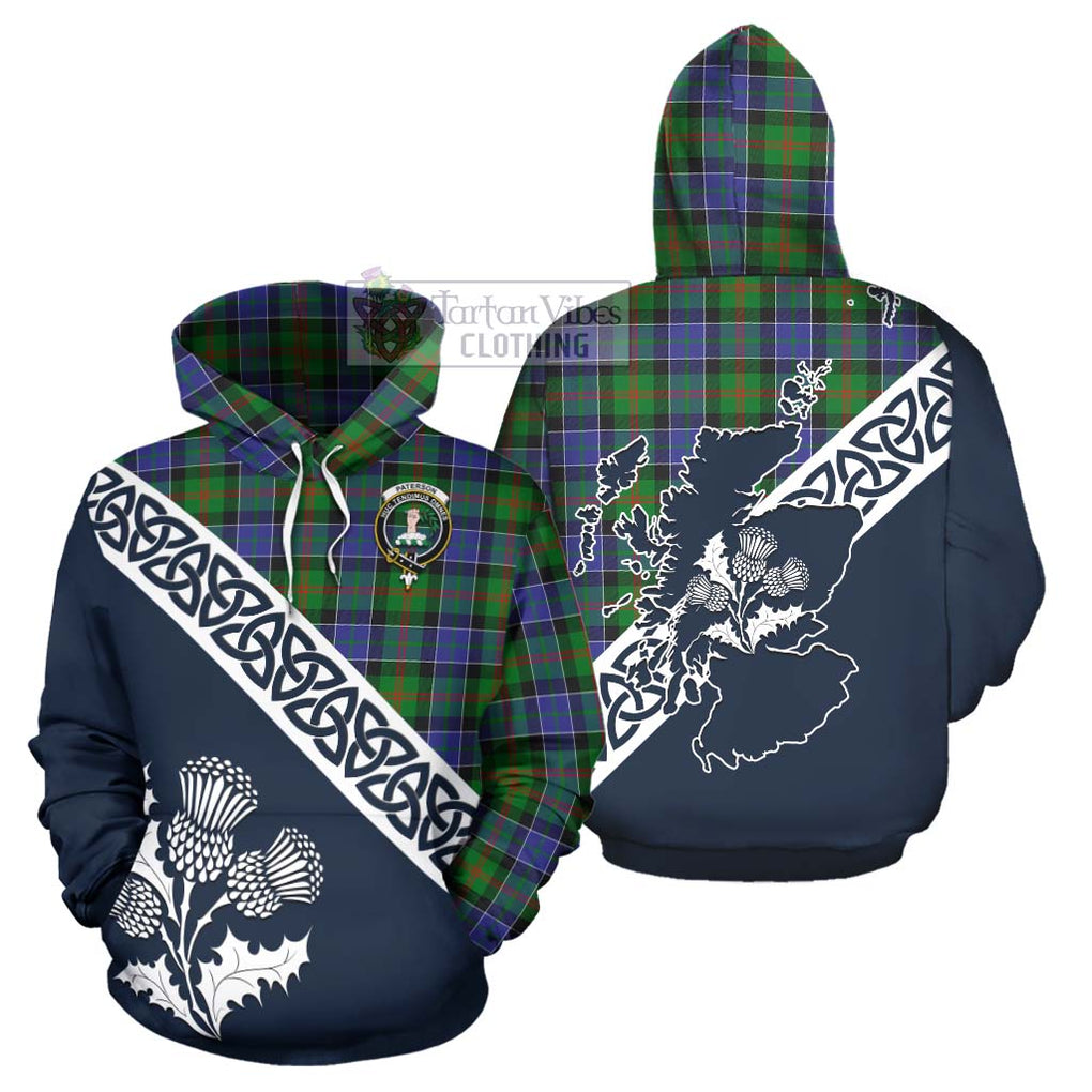 Tartan Vibes Clothing Paterson Tartan Hoodie Featuring Thistle and Scotland Map