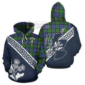 Paterson Tartan Hoodie Featuring Thistle and Scotland Map