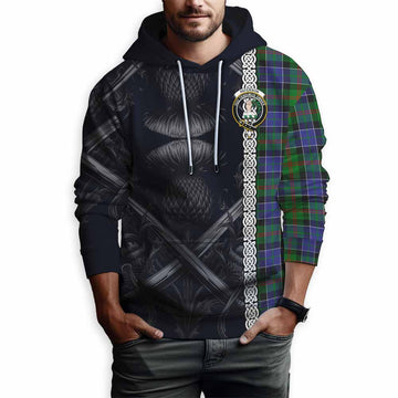 Paterson Tartan Hoodie with Family Crest Cross Sword Thistle Celtic Vibes