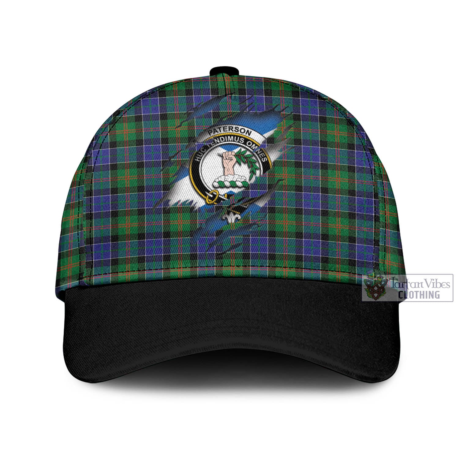 Tartan Vibes Clothing Paterson Tartan Classic Cap with Family Crest In Me Style