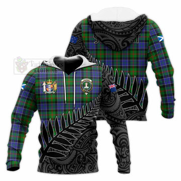 Paterson Crest Tartan Knitted Hoodie with New Zealand Silver Fern Half Style