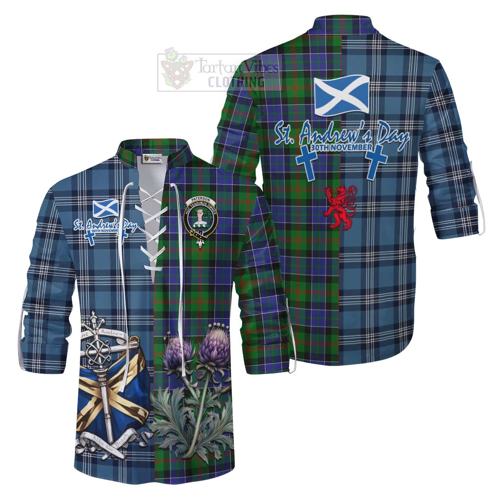 Tartan Vibes Clothing Paterson Tartan Ghillie Kilt Shirt Happy St. Andrew's Day Half Tartan Style