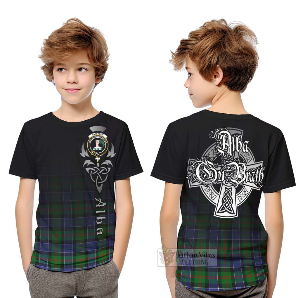 Tartan Vibes Clothing Paterson Tartan Kid T-Shirt Featuring Alba Gu Brath Family Crest Celtic Inspired