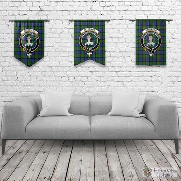 Paterson Tartan Gonfalon, Tartan Banner with Family Crest