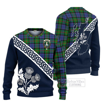 Paterson Tartan Ugly Sweater Featuring Thistle and Scotland Map