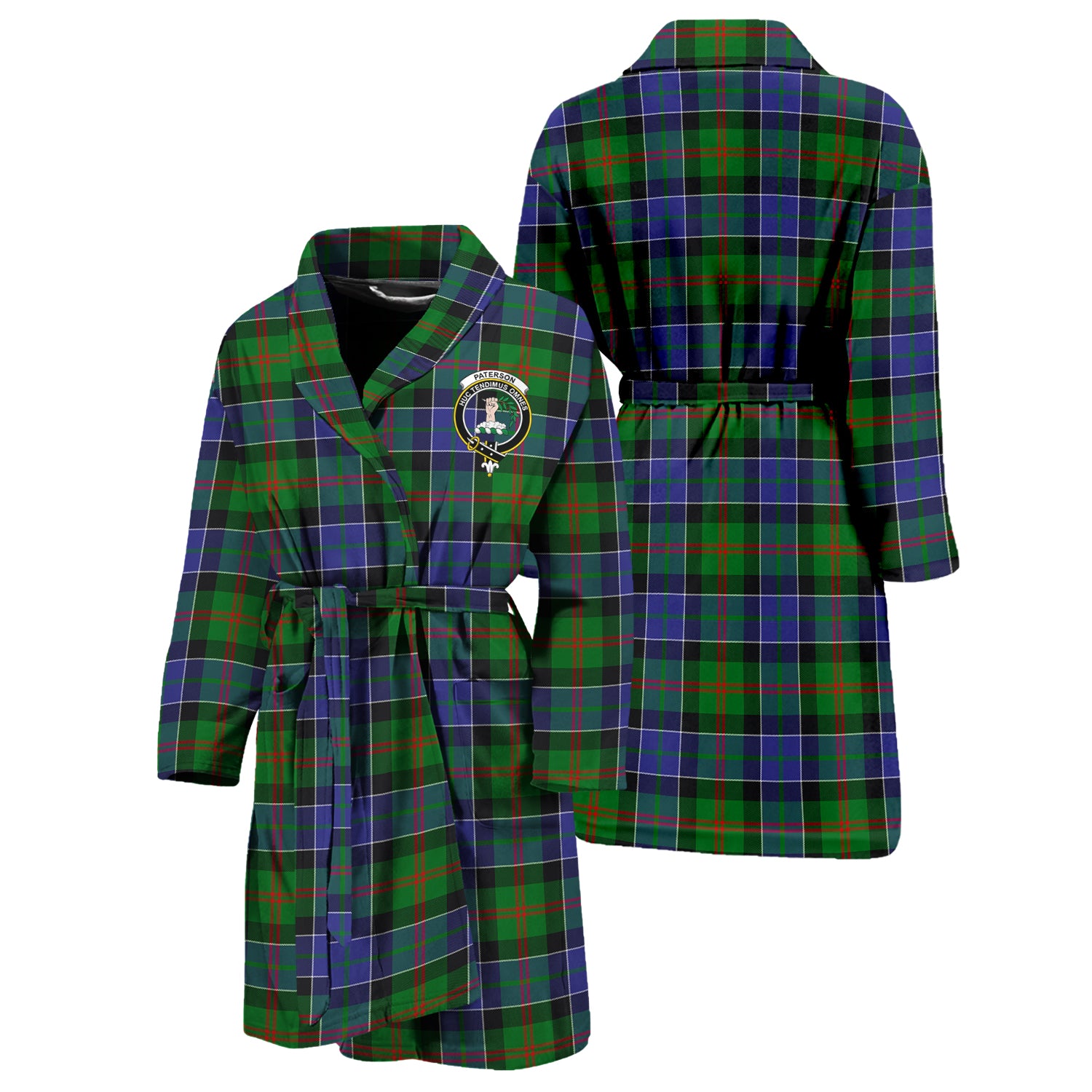 Paterson Tartan Bathrobe with Family Crest Unisex S - Tartan Vibes Clothing