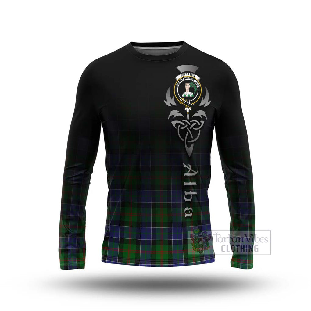 Tartan Vibes Clothing Paterson Tartan Long Sleeve T-Shirt Featuring Alba Gu Brath Family Crest Celtic Inspired