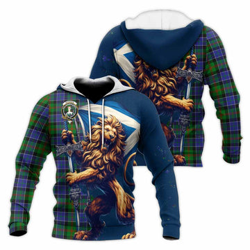 Paterson Tartan Family Crest Knitted Hoodie with Scottish Majestic Lion