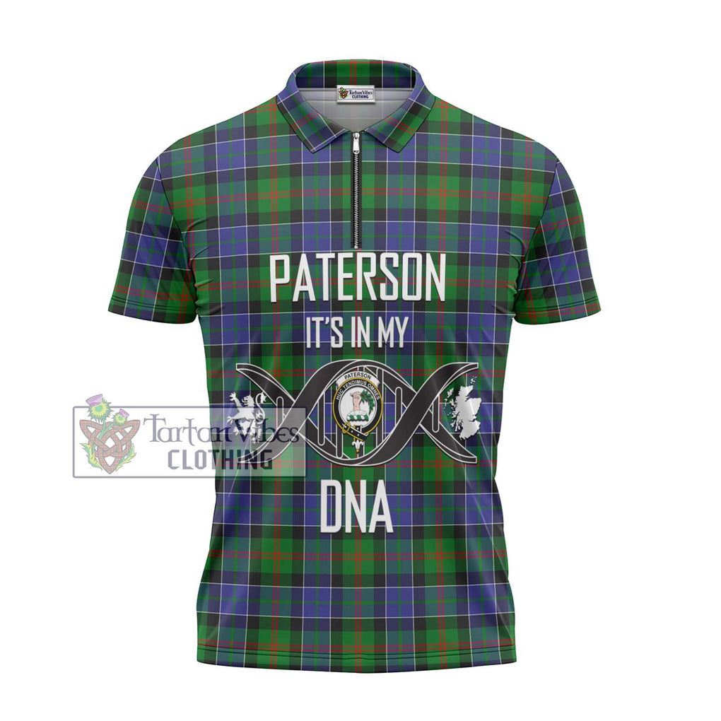 Paterson Tartan Zipper Polo Shirt with Family Crest DNA In Me Style - Tartanvibesclothing Shop