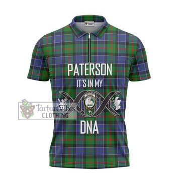 Paterson Tartan Zipper Polo Shirt with Family Crest DNA In Me Style