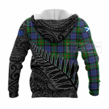 Paterson Crest Tartan Knitted Hoodie with New Zealand Silver Fern Half Style