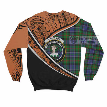 Paterson Crest Tartan Sweatshirt with Polynesian Vibes Style - Orange Version