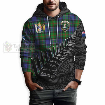 Paterson Crest Tartan Hoodie with New Zealand Silver Fern Half Style