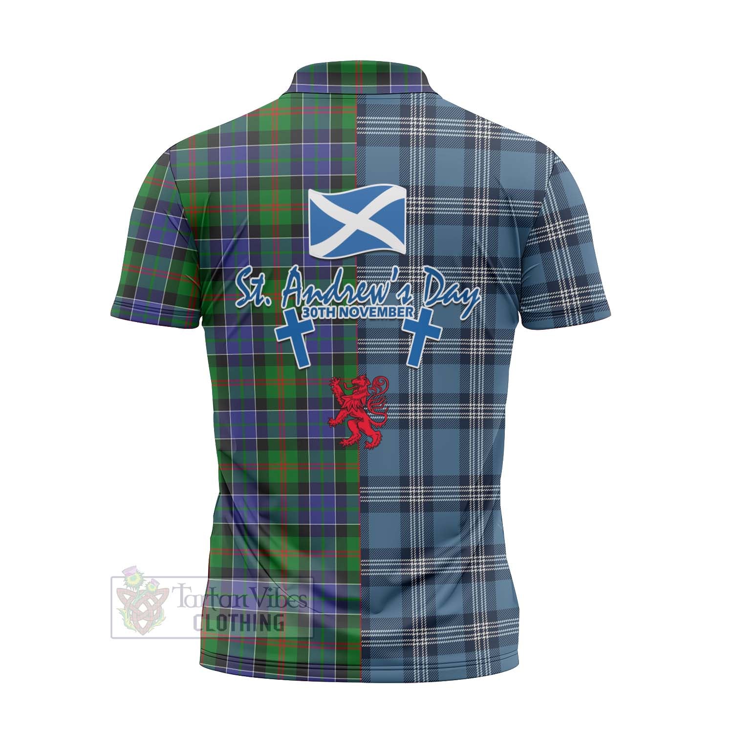 Tartan Vibes Clothing Paterson Tartan Zipper Polo Shirt Happy St. Andrew's Day Half Tartan Style