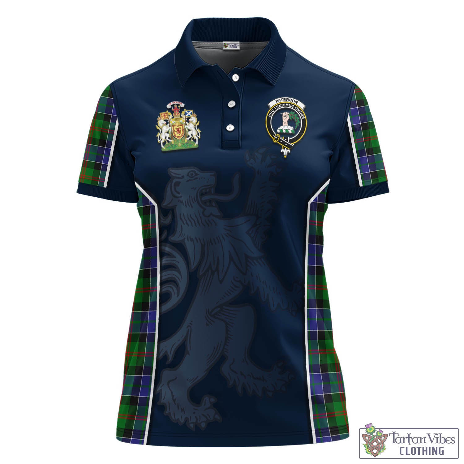 Paterson Tartan Women's Polo Shirt with Family Crest and Lion Rampant Vibes Sport Style - Tartan Vibes Clothing