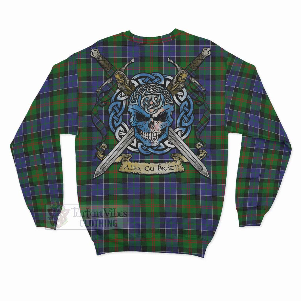 Tartan Vibes Clothing Paterson Tartan Sweatshirt with Family Crest Celtic Skull Style