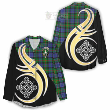 Paterson Tartan Women's Casual Shirt with Family Crest and Celtic Symbol Style