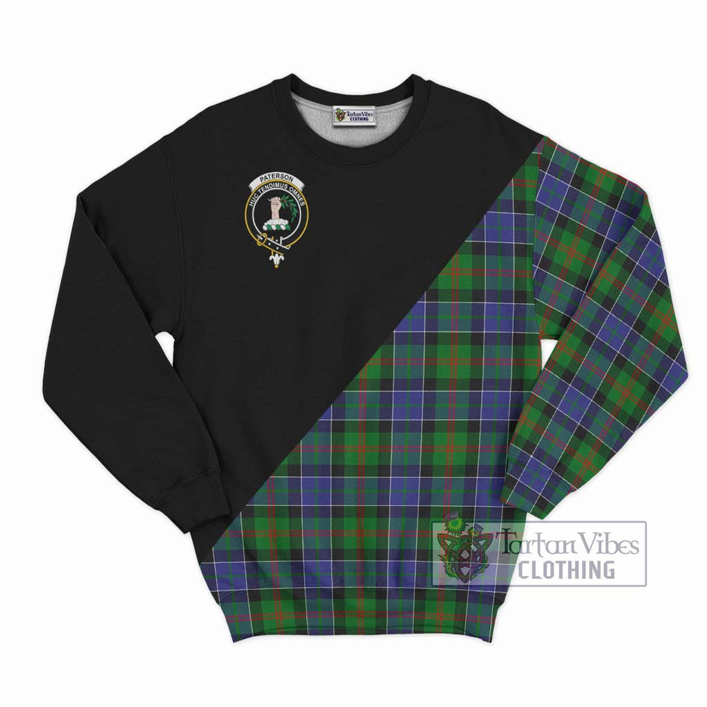 Paterson Tartan Sweatshirt with Family Crest and Military Logo Style - Tartanvibesclothing Shop