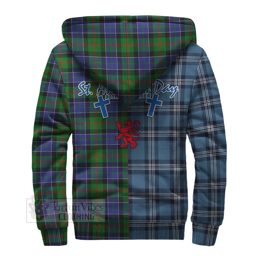 Tartan Vibes Clothing Paterson Tartan Sherpa Hoodie Happy St. Andrew's Day Half Tartan Style