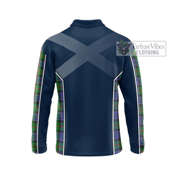 Paterson Tartan Long Sleeve Polo Shirt with Family Crest and Lion Rampant Vibes Sport Style