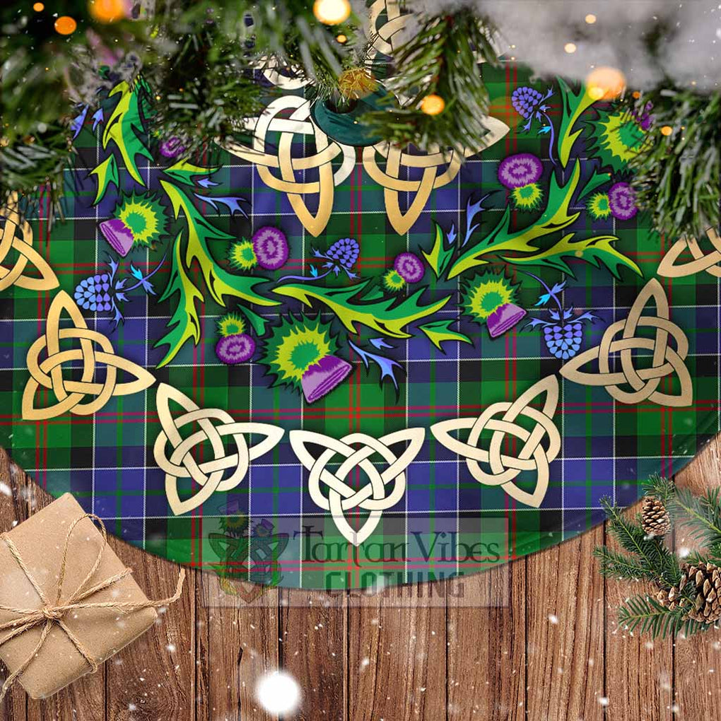 Tartan Vibes Clothing Paterson Tartan Christmas Tree Skirt with Thistle Celtic Knot Style