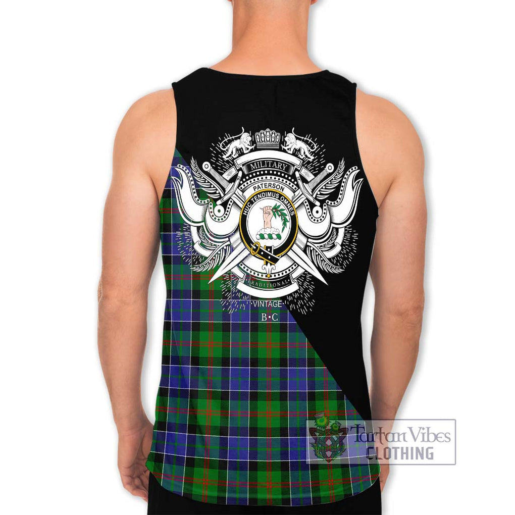 Paterson Tartan Men's Tank Top with Family Crest and Military Logo Style - Tartanvibesclothing Shop