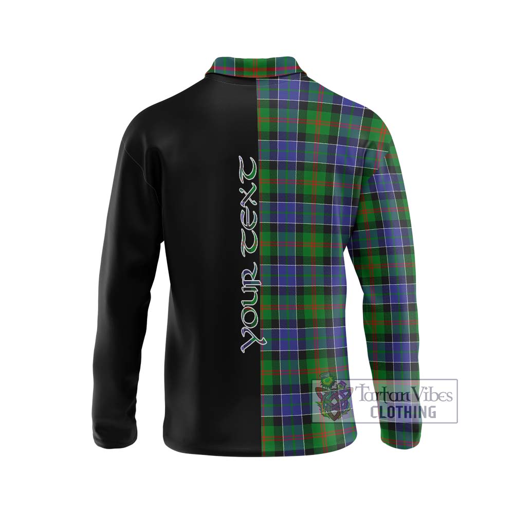 Paterson Tartan Long Sleeve Polo Shirt with Family Crest and Half Of Me Style - Tartanvibesclothing Shop