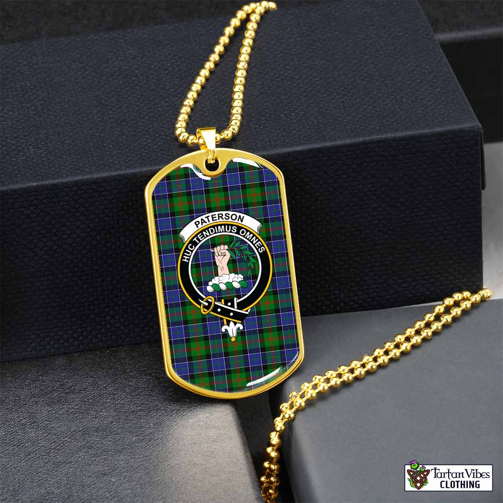 Tartan Vibes Clothing Paterson Tartan Dog Tag Necklace with Family Crest