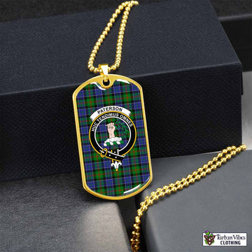 Paterson Tartan Dog Tag Necklace with Family Crest