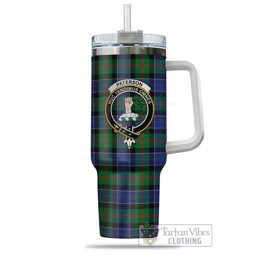 Tartan Vibes Clothing Paterson Tartan and Family Crest Tumbler with Handle