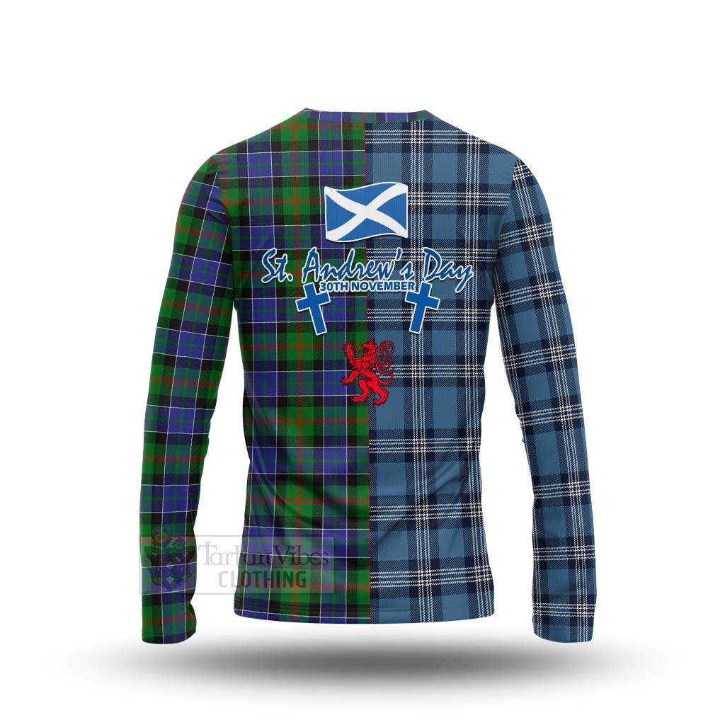 Tartan Vibes Clothing Paterson Tartan Long Sleeve T-Shirt Happy St. Andrew's Day Half Tartan Style