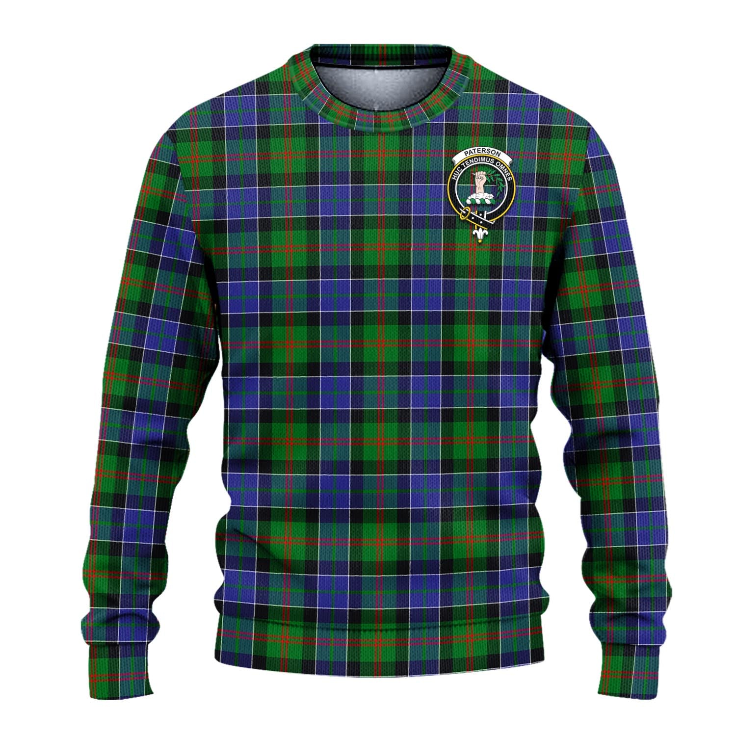 Paterson Tartan Knitted Sweater with Family Crest - Tartanvibesclothing