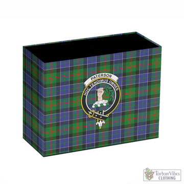 Paterson Tartan Pen Holder with Family Crest