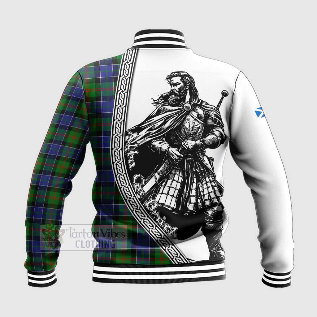 Tartan Vibes Clothing Paterson Tartan Clan Crest Baseball Jacket with Highlander Warrior Celtic Style