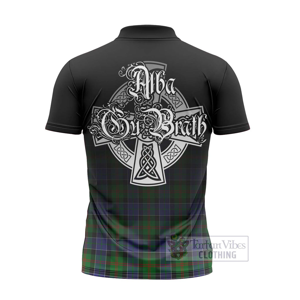 Tartan Vibes Clothing Paterson Tartan Zipper Polo Shirt Featuring Alba Gu Brath Family Crest Celtic Inspired