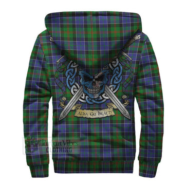 Paterson Tartan Sherpa Hoodie with Family Crest Celtic Skull Style